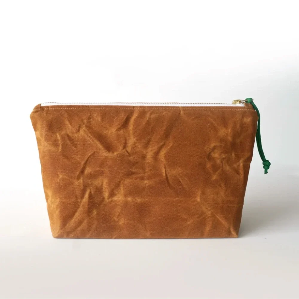Newton Waxed Canvas Pouch in Warm Brown - Picture 3 of 3